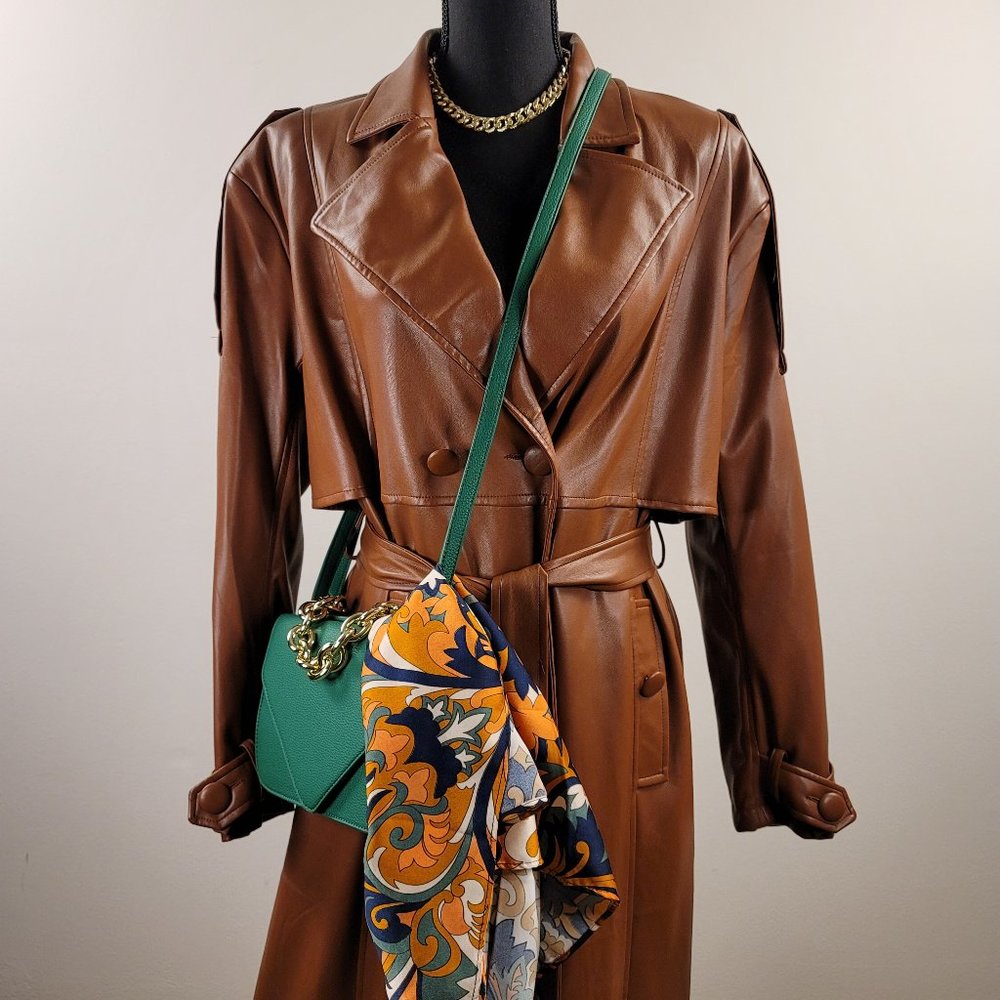 Nasty Gal Oversized Faux Leather Trench Coat 0 | Brown Leather Trench Coat